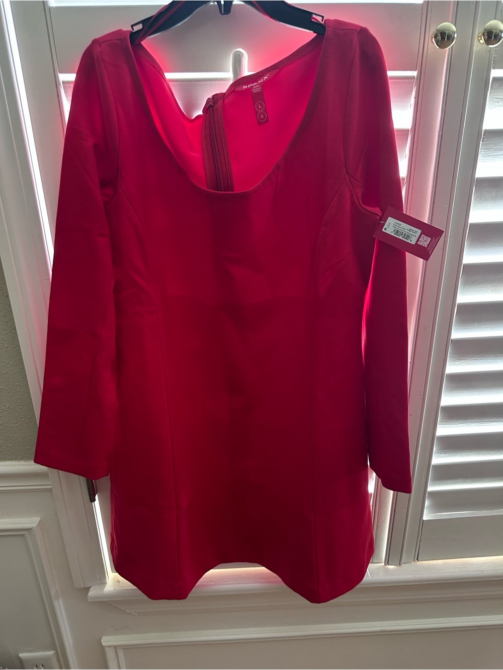 SPANX Hot Pink Long Sleeve Scoop Neck Dress